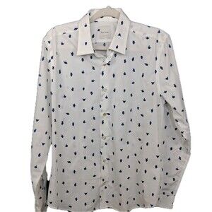 Paul Smith White With Hand Gestures Print Long Sleeve Shirt Size 16.5